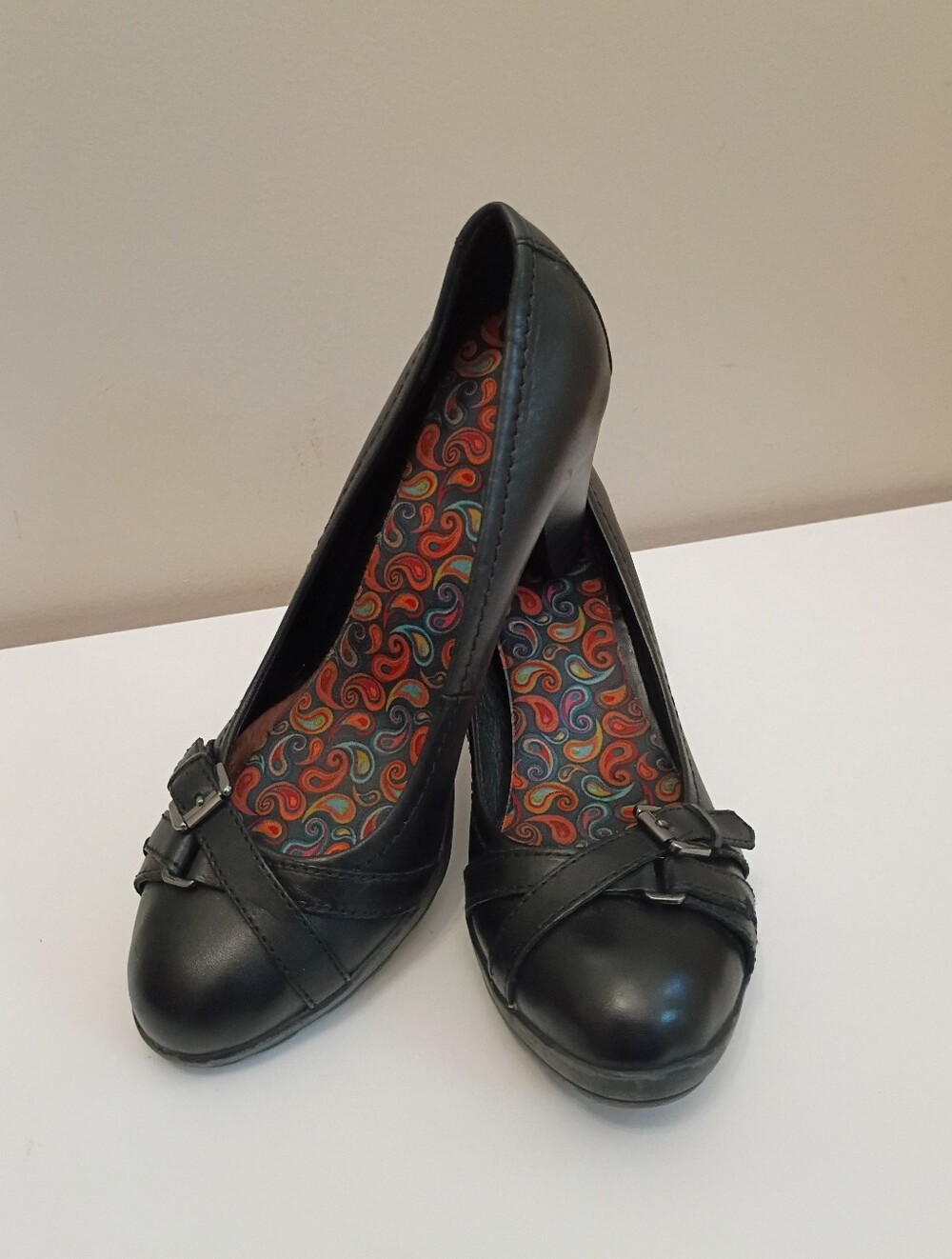 Aldo Black Women's Leather Dress Pumps with Decorative Buckle